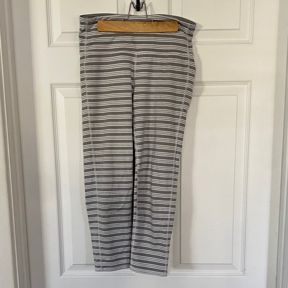 Athleta Gray and White Striped leggings